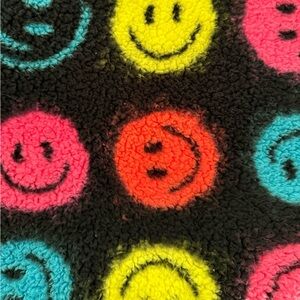 Colorful Smiley Face Faux Sherpa Fabric - 3 Yards